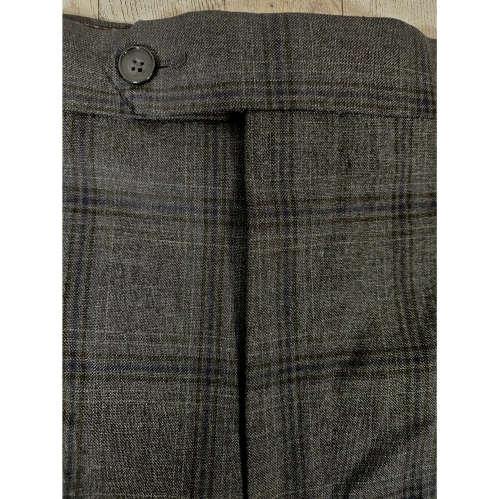 Shaquille O'Neal XLG Mens Grey Plaid Stretch Dress Pants 52W x 32L ONYXPF2AB140